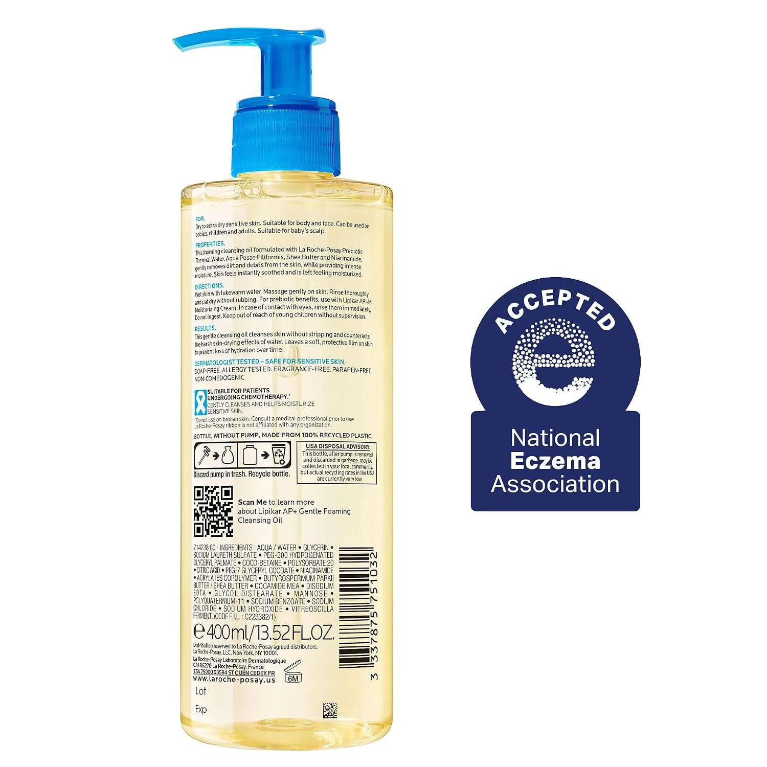La Roche-Posay Lipikar AP+ Gentle Foaming Cleansing Oil, 13.52oz - Image 2