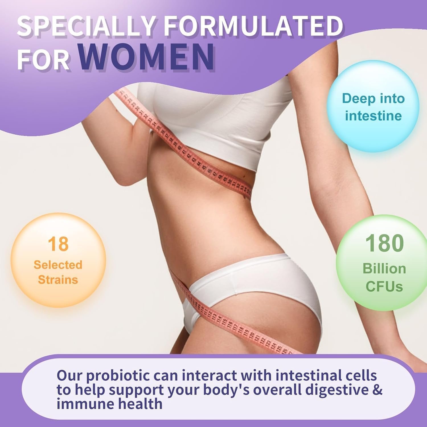 Probiotics 180 Billion CFU 18 Strains Contains Organic Prebiotic Cranberry Probiotic Supplement Digestion Immunity for Women's Health,Non Soy Gluten Dairy Free 90 Vegetarian Capsules - Image 5