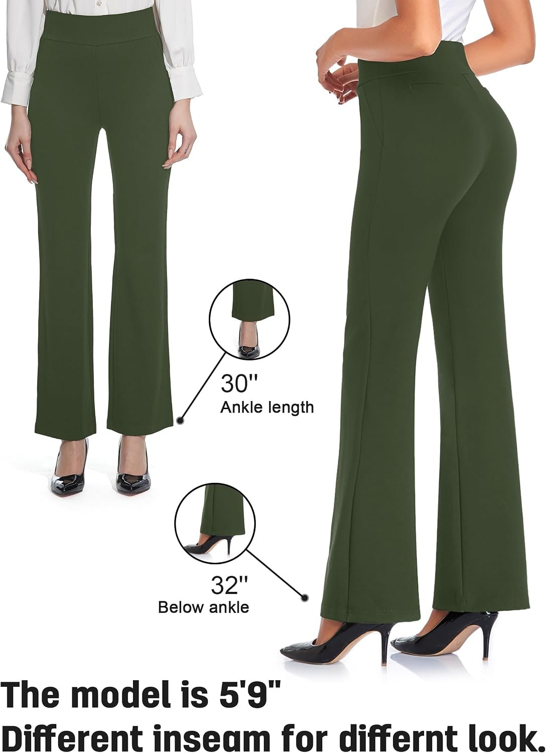 Tapata Women Dress Pants 28"/30"/32"/34" High Waist Stretchy Bootcut Pants Tall, Petite, Regular for Office Business Casual - Image 4