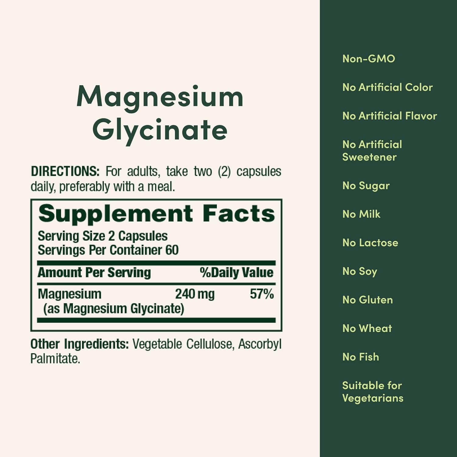 Nature’s Bounty High Absorption Magnesium Glycinate 240 mg for Supporting Muscle Relaxation and Bone, Heart & Nerve Health – Non-GMO, Gluten-Free, Vegetarian, 120 Count/60 Servings - Image 6