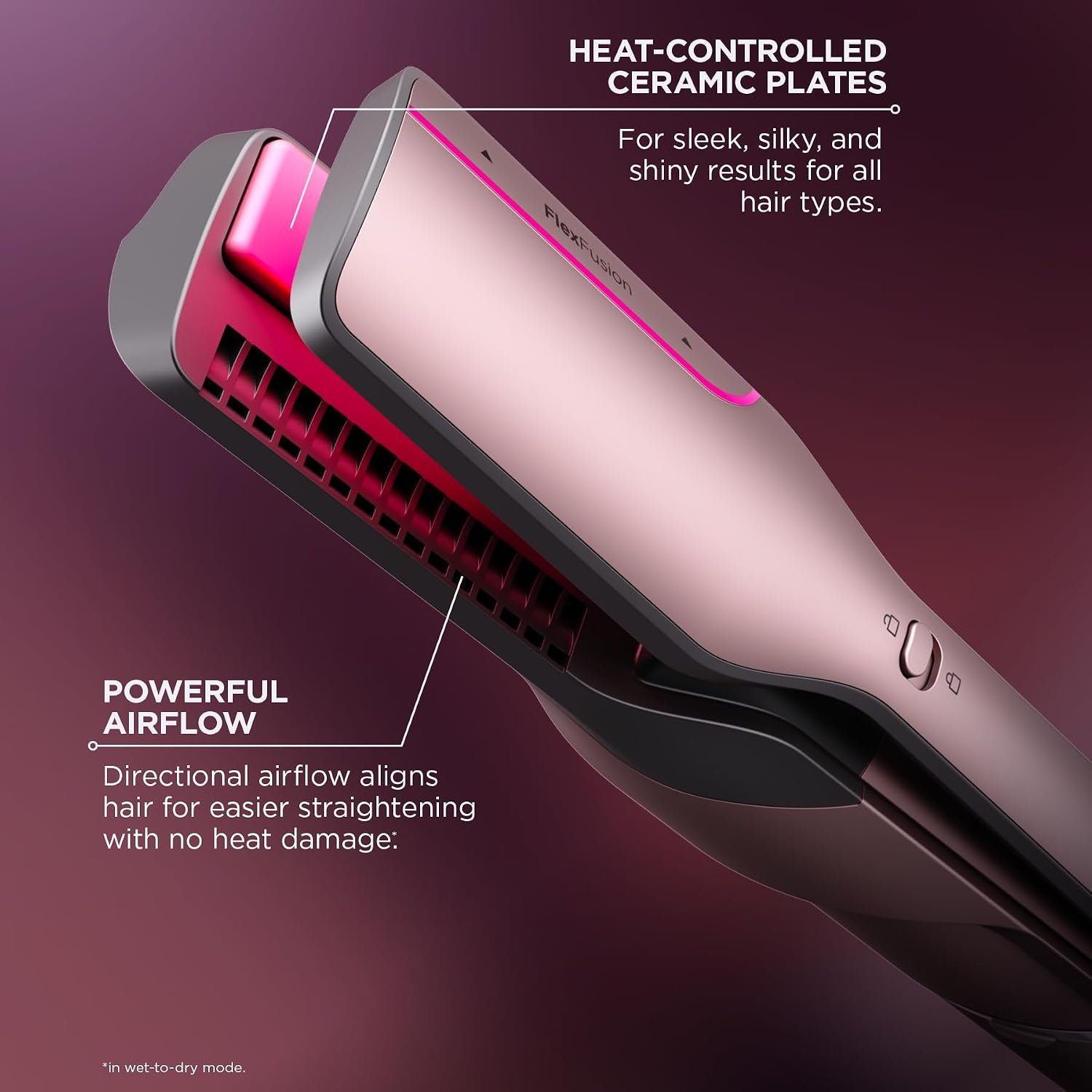 Shark FlexFusion Ceramic Air Styler, Straightener+Curler, Blush, HD641S - Image 5