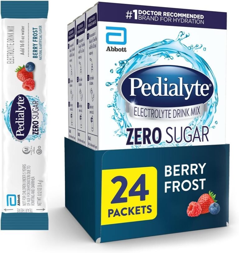 Pedialyte Electrolyte Drink Mix With Zero Sugar | Hydration With Key Electrolytes | Great Hydration Low in Calories | Berry Frost, 24 Powder Packets