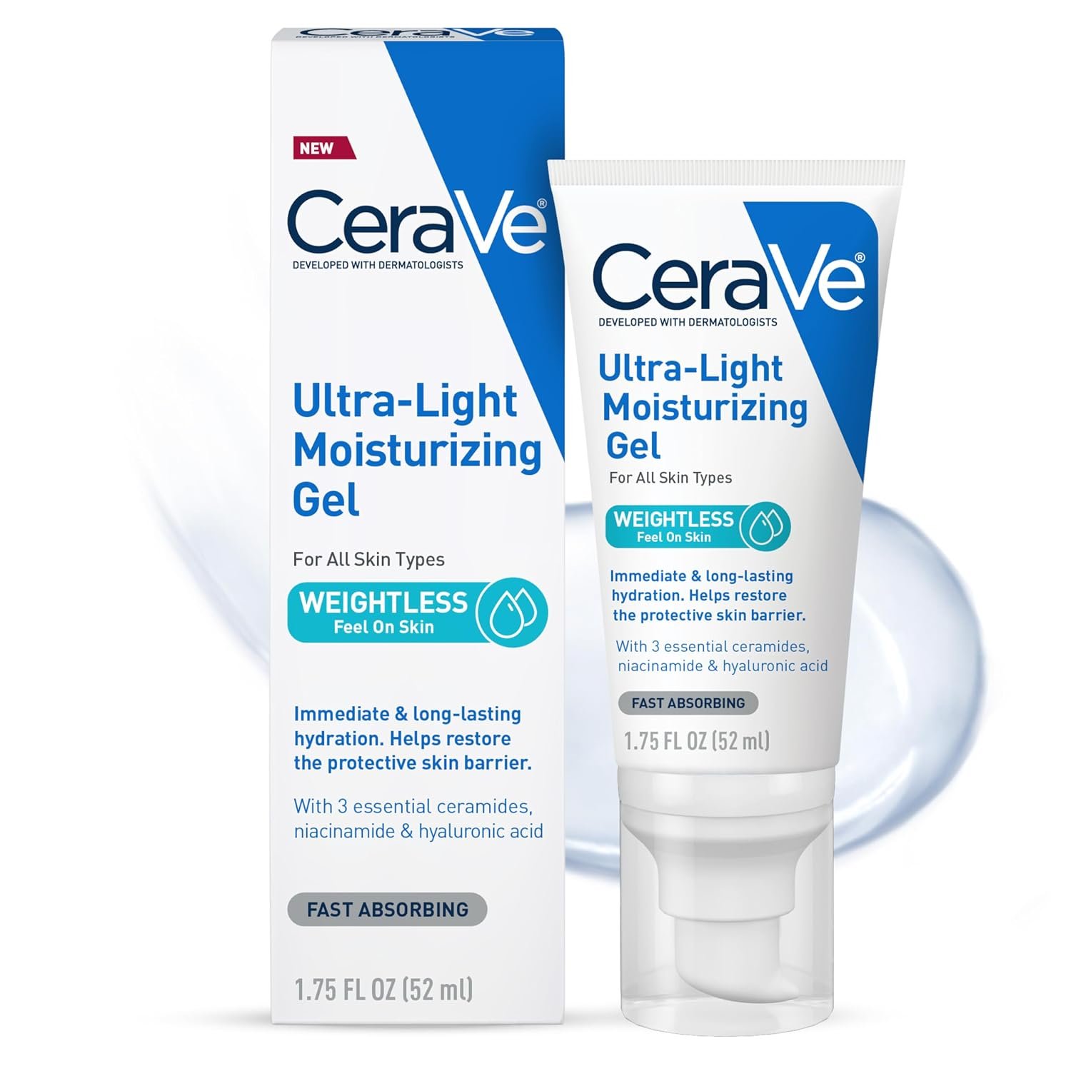 CeraVe Ultra-Light Moisturizing Gel, Niacinamide Face Moisturizer, 1.75oz