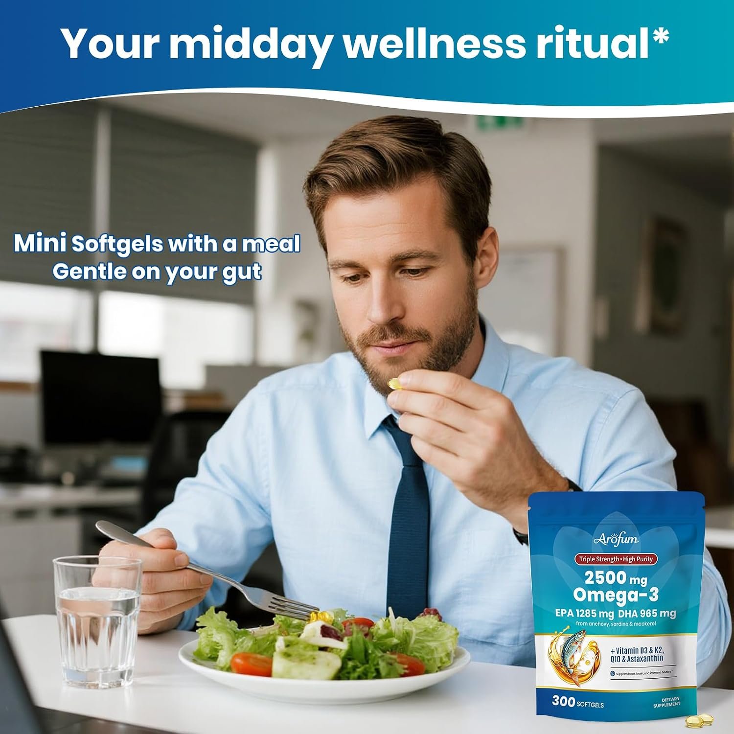 Omega 3 Fish Oil with Vitamin D3 K2 – 300 Lemon Flavored Burpless Softgels | High EPA & DHA rTG Formula with CoQ10 & Astaxanthin | Gluten-Free, Non-GMO - Image 5