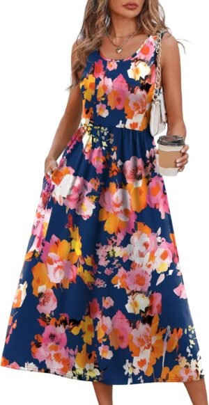 WIHOLL Summer Dresses for Women Flo...