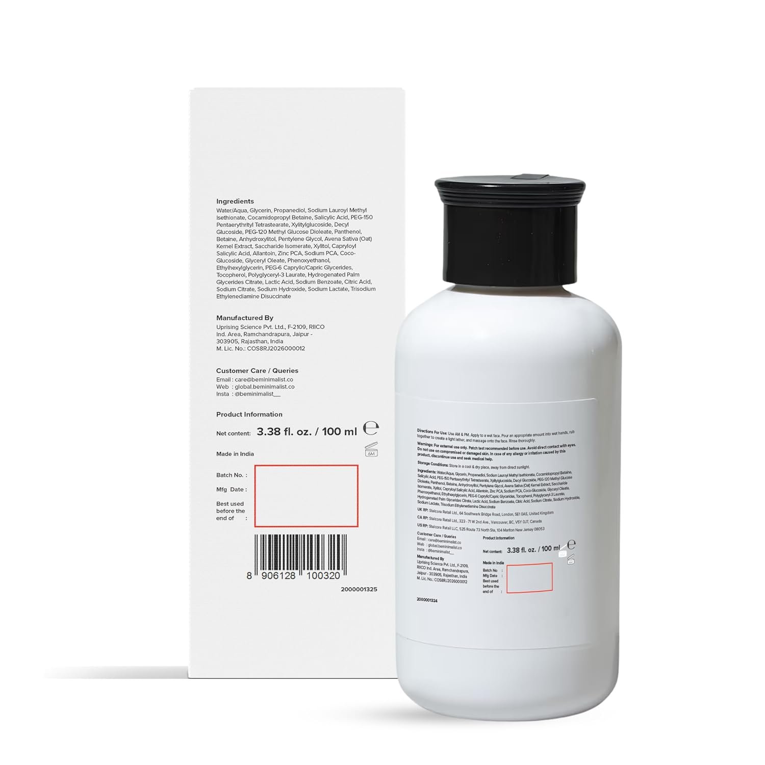 Minimalist Salicylic Acid 2% Face Wash for Oily, Acne Prone Skin | Face Cleanser With LHA & Zinc | Sulphate free Gentle BHA Liquid Exfoliant | For Women & Men | 3.4 Fl Oz / 100 ml - Image 8