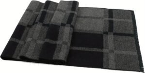 Mens Fall Winter Long Plaid Soft Wa...