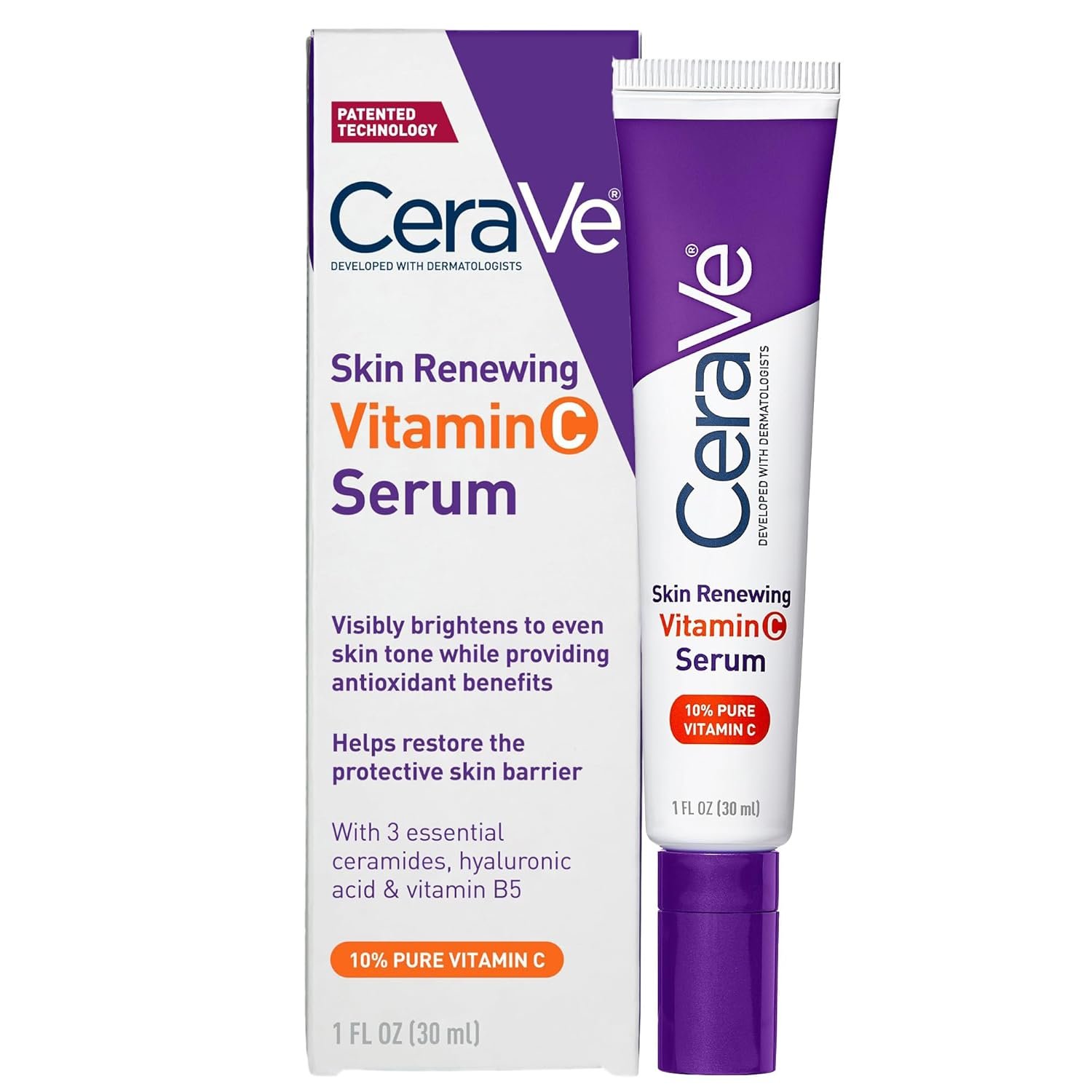 CeraVe Skin Brightening Vitamin C Serum for Face with Hyaluronic Acid, 1oz