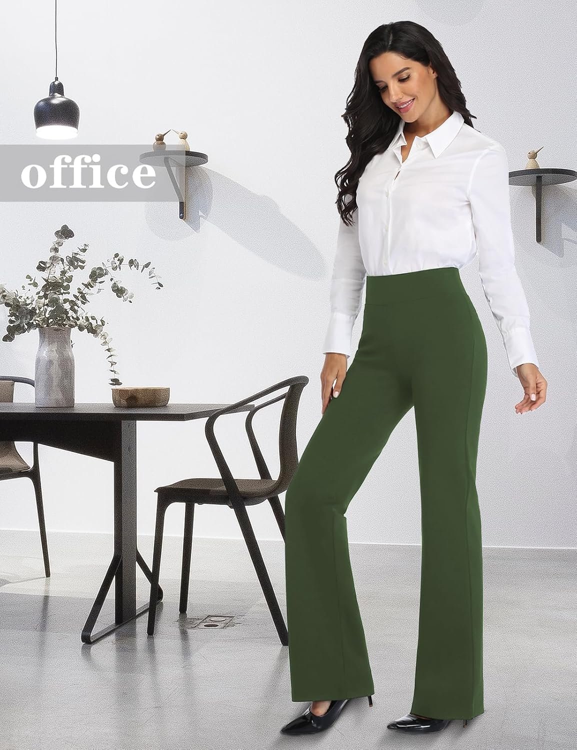Tapata Women Dress Pants 28"/30"/32"/34" High Waist Stretchy Bootcut Pants Tall, Petite, Regular for Office Business Casual - Image 3