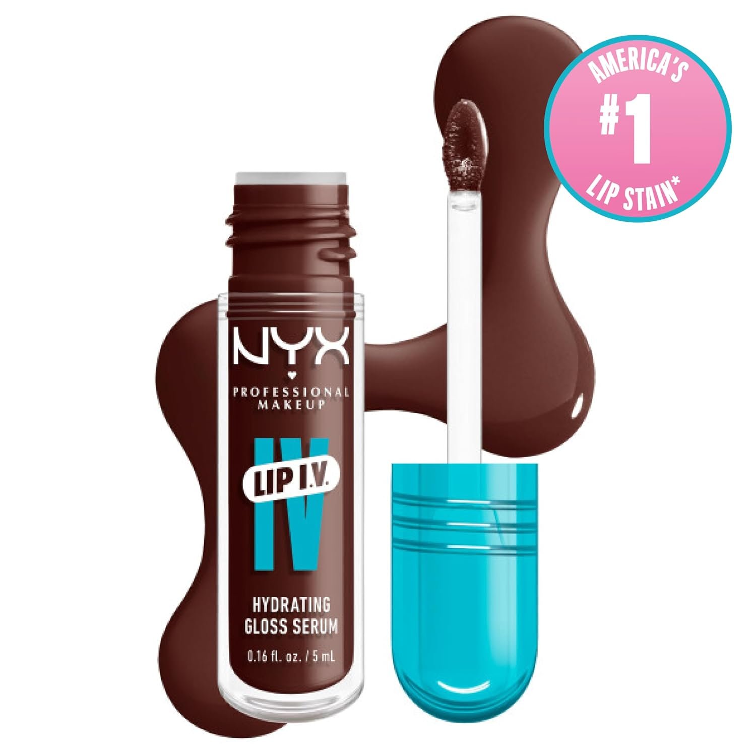 NYX PROFESSIONAL MAKEUP Lip IV Hydrating Glossy Lip Stain, Long-Lasting, Tinted, Vegan Formula with 12 HR Hydration - Mocha Me Wet (Brown) - Image 11