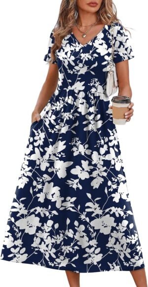 OFEEFAN Summer Dresses for Women Fl...