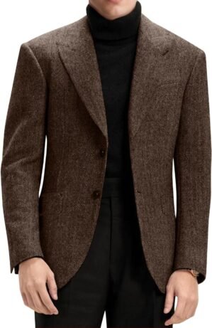Mens Blazer Herringbone Tweed Wool ...