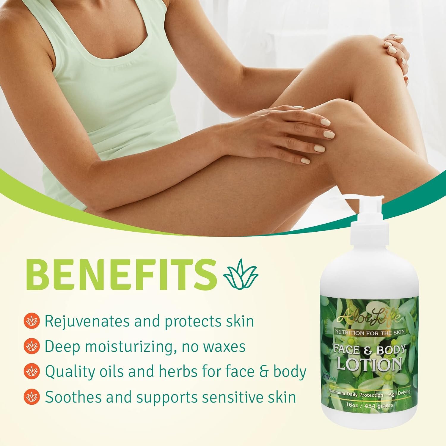 Aloe Life - Face & Body Lotion, Concentrated Formula, Hydrates Dry Skin, Contains Antioxidants, Minerals, & Herbal Extracts, Pleasant Grapefruit Scent, Safe For All Skin Types, Gluten-Free (16 oz) - Image 3