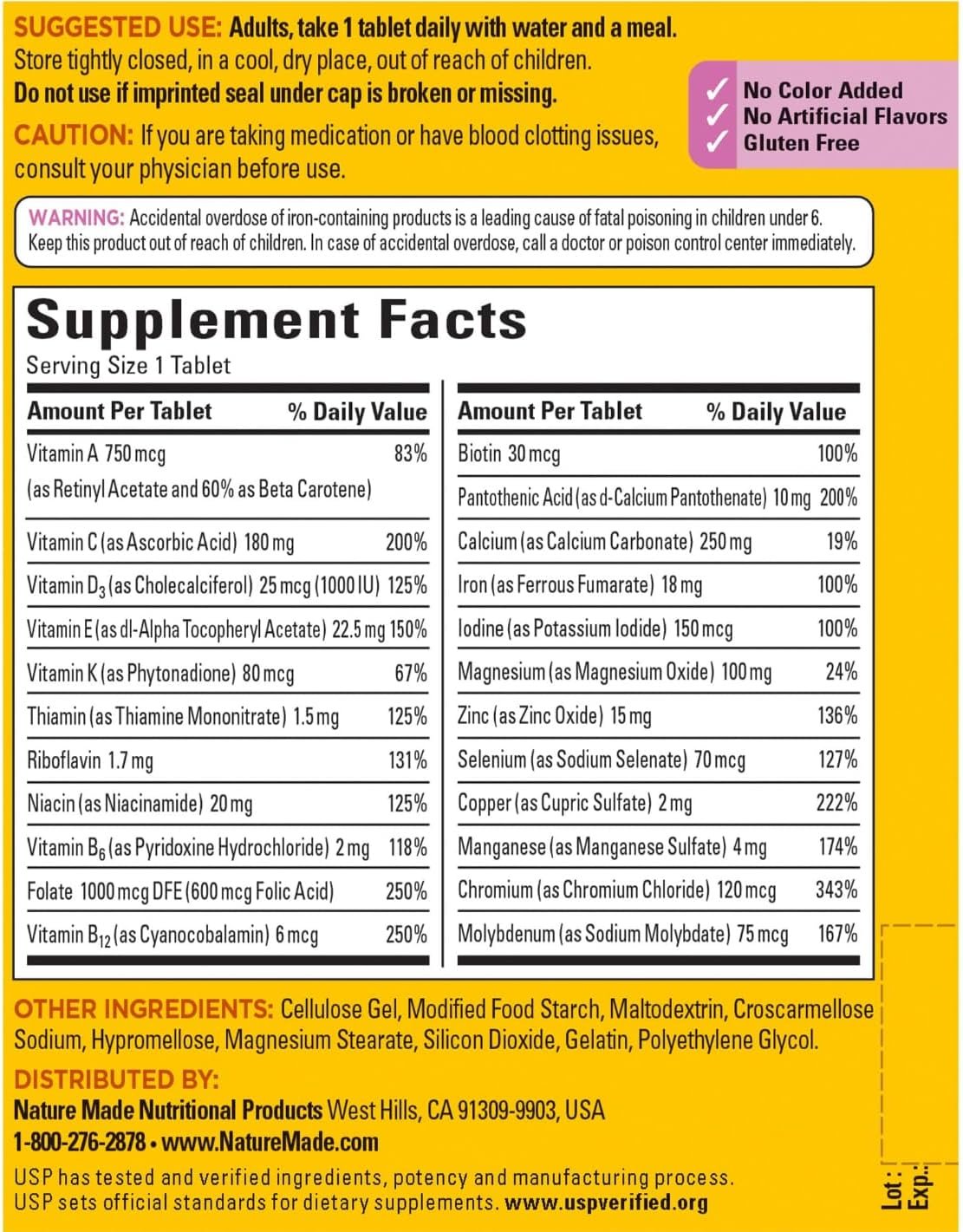 Nature Made Multivitamin for Her, Multivitamins for Women, Daily Nutritional Support, Nature Made Multi Women Vitamins & Minerals, 300 Tablets, 300 Day Supply - Image 2