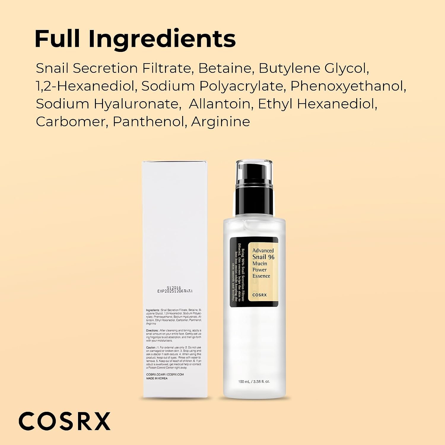 COSRX Snail Mucin 96% Repairing Serum for Sooothing & Hydrating 3.38 oz. - Image 8
