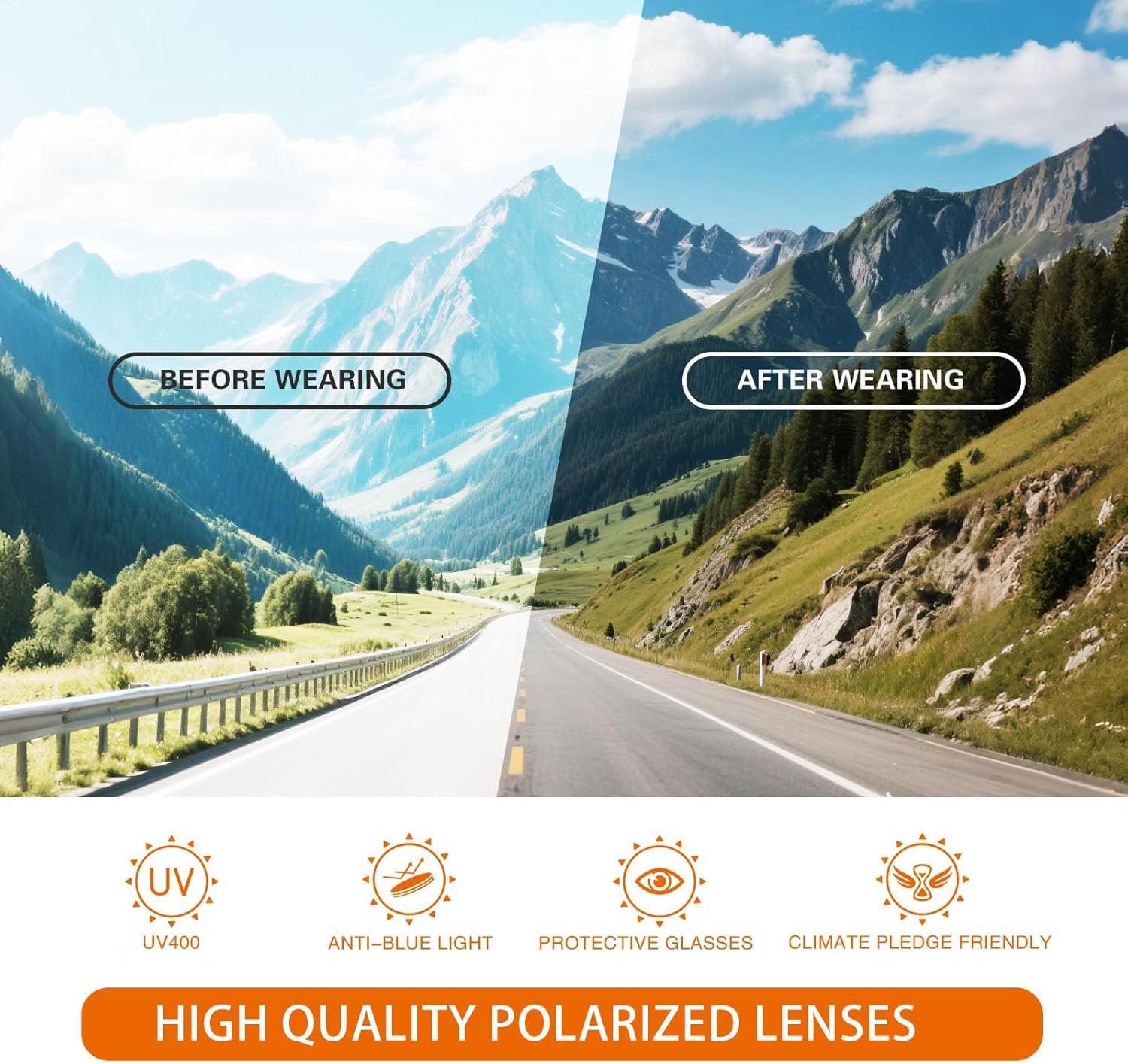 suoso Polarized Sports Sunglasses for Men: UV400 Protection Glasses Wrap Around Goggles for Driving Fishing - Image 4