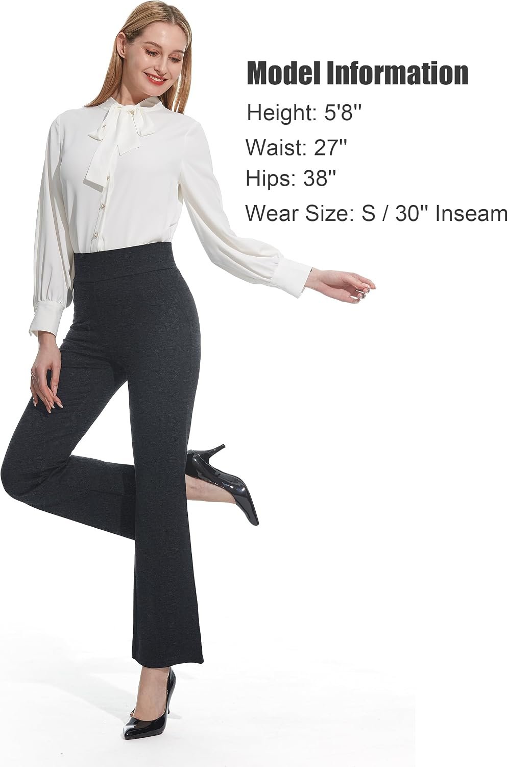 Tapata Women Dress Pants 28"/30"/32"/34" High Waist Stretchy Bootcut Pants Tall, Petite, Regular for Office Business Casual - Image 8