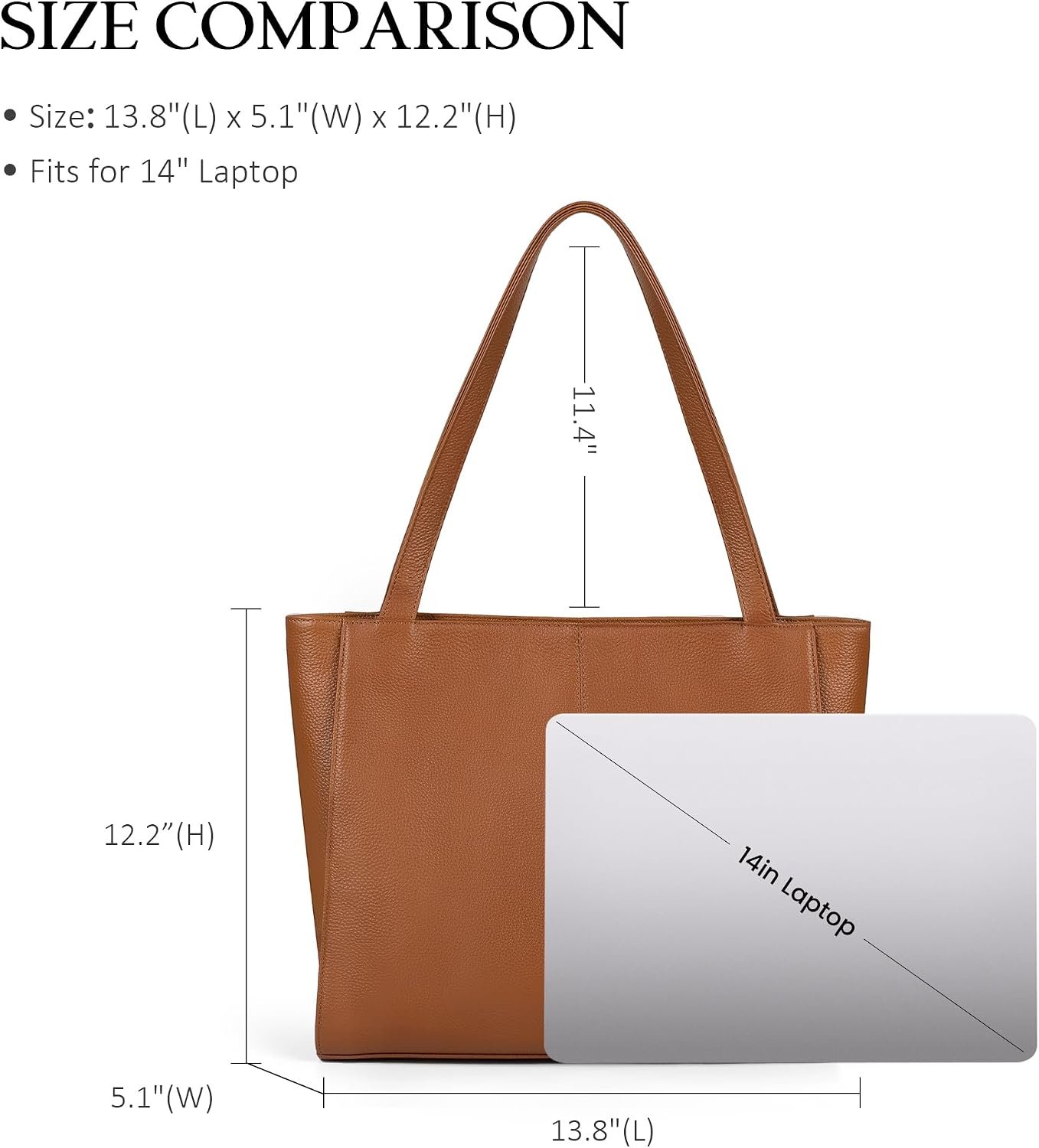 befen Genuine Leather Tote Bag for Women Work Travel Leather Purse Handbags - Image 3