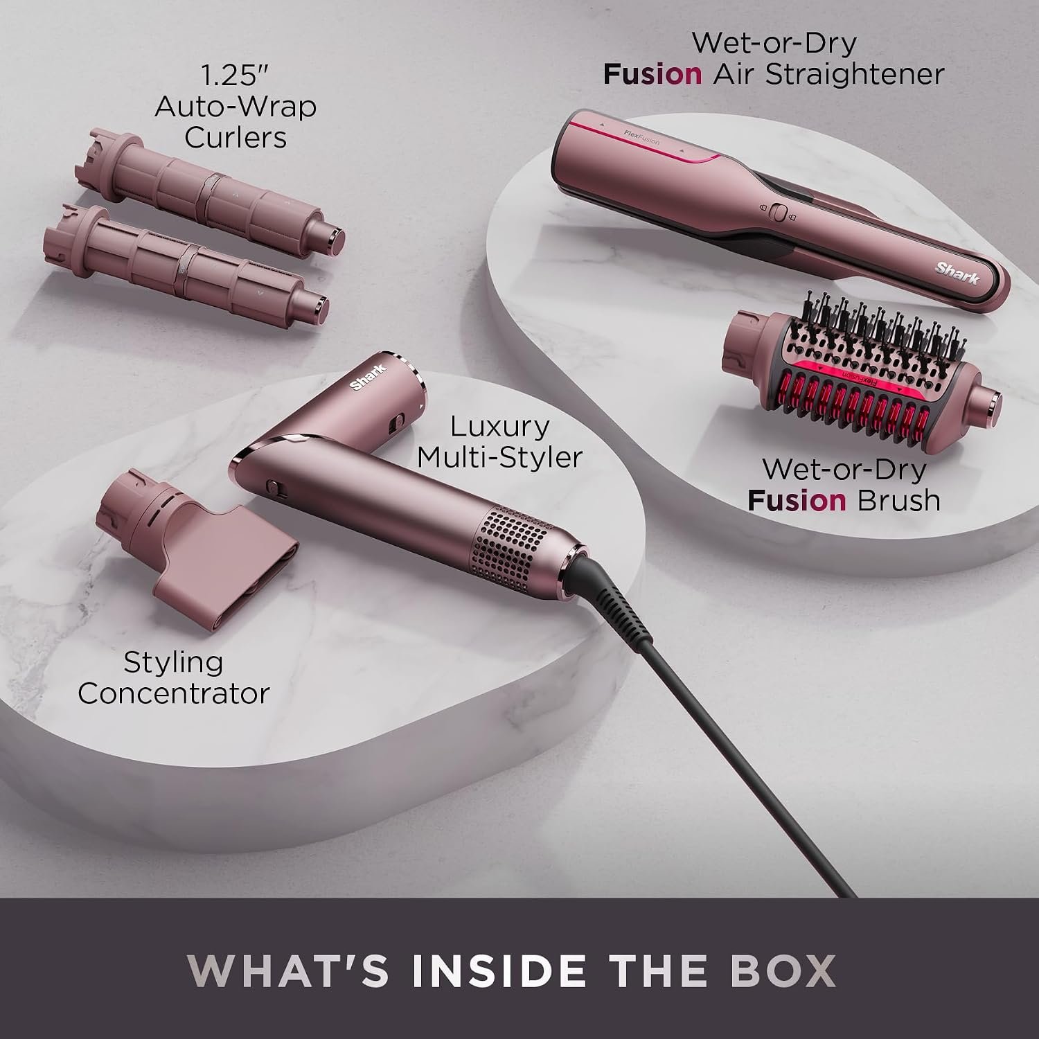 Shark FlexFusion Ceramic Air Styler, Straightener+Curler, Blush, HD641S - Image 3