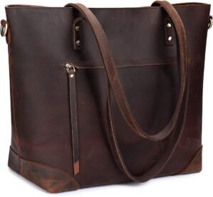 S-ZONE Vintage Genuine Leather Shou...