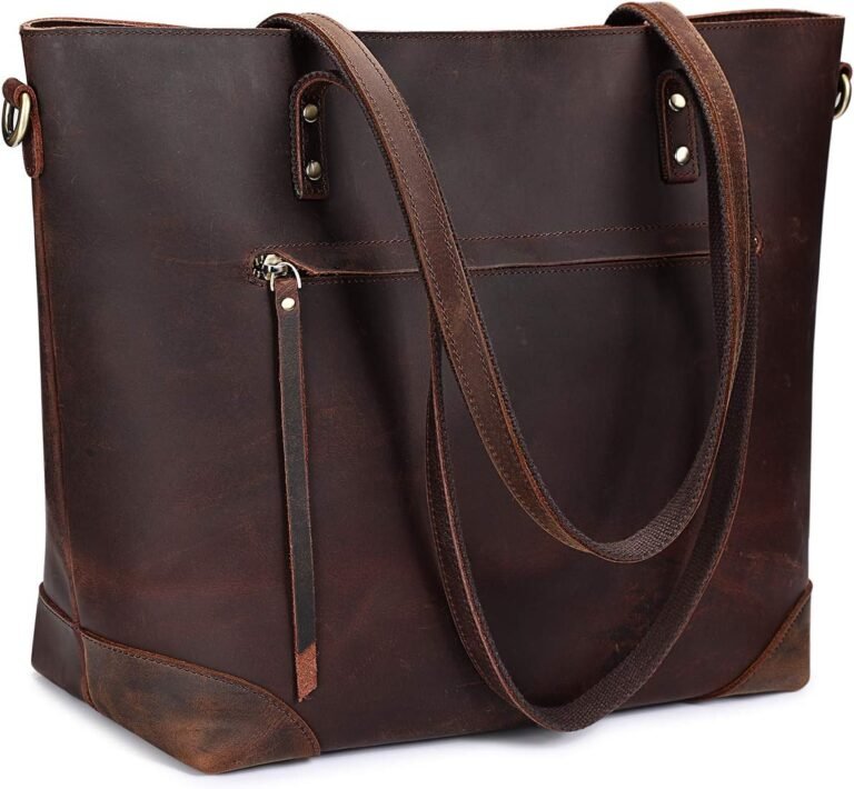S-ZONE Vintage Genuine Leather Shoulder Bag Work Totes for Women Large
