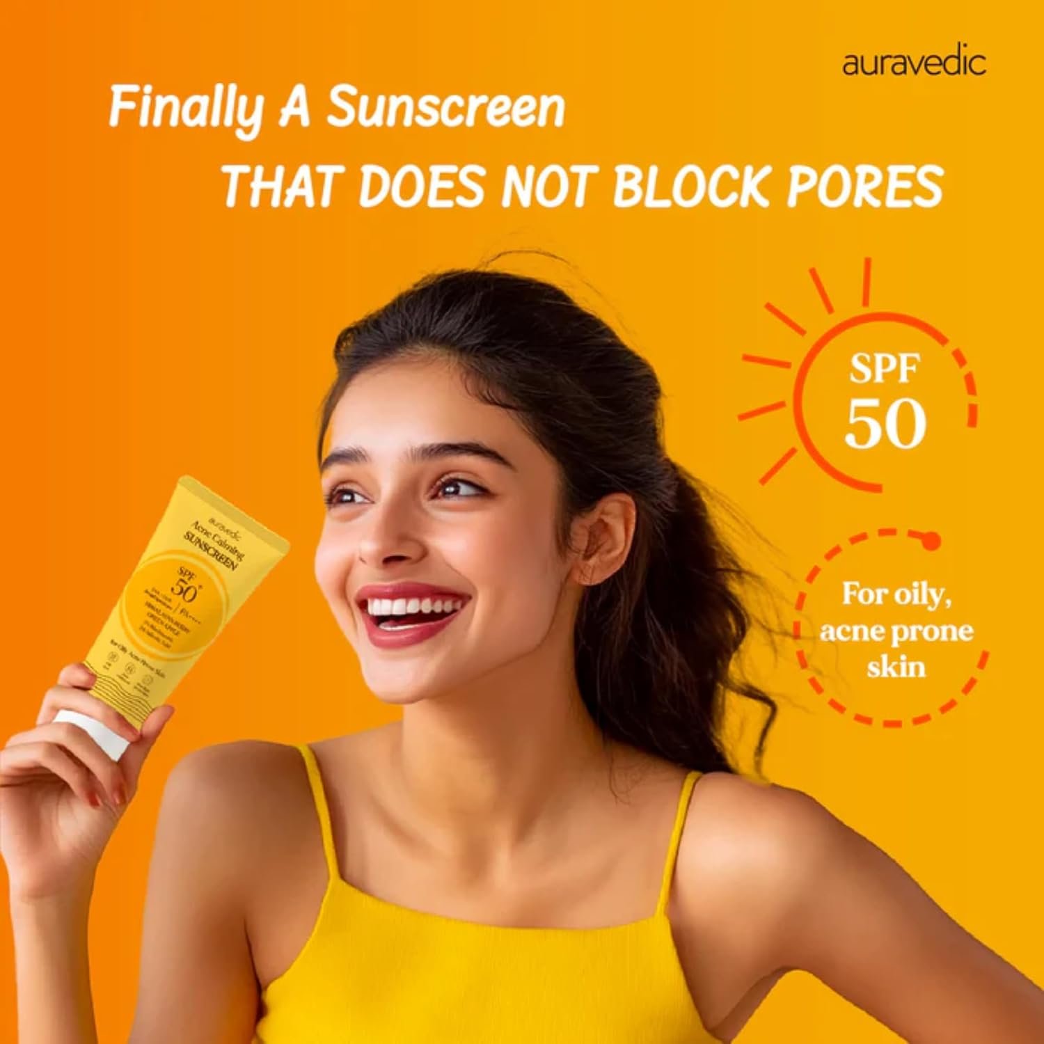Auravedic Acne Calming Sunscreen SPF 50 PA++++ | Oil Free Face Sunscreen for Acne Prone Skin & Oily Skin | 5% Niacinamide & 2% Salicylic Acid | Non-Comedogenic, No White Cast, Matte Finish, 2.03 Fl Oz - Image 7