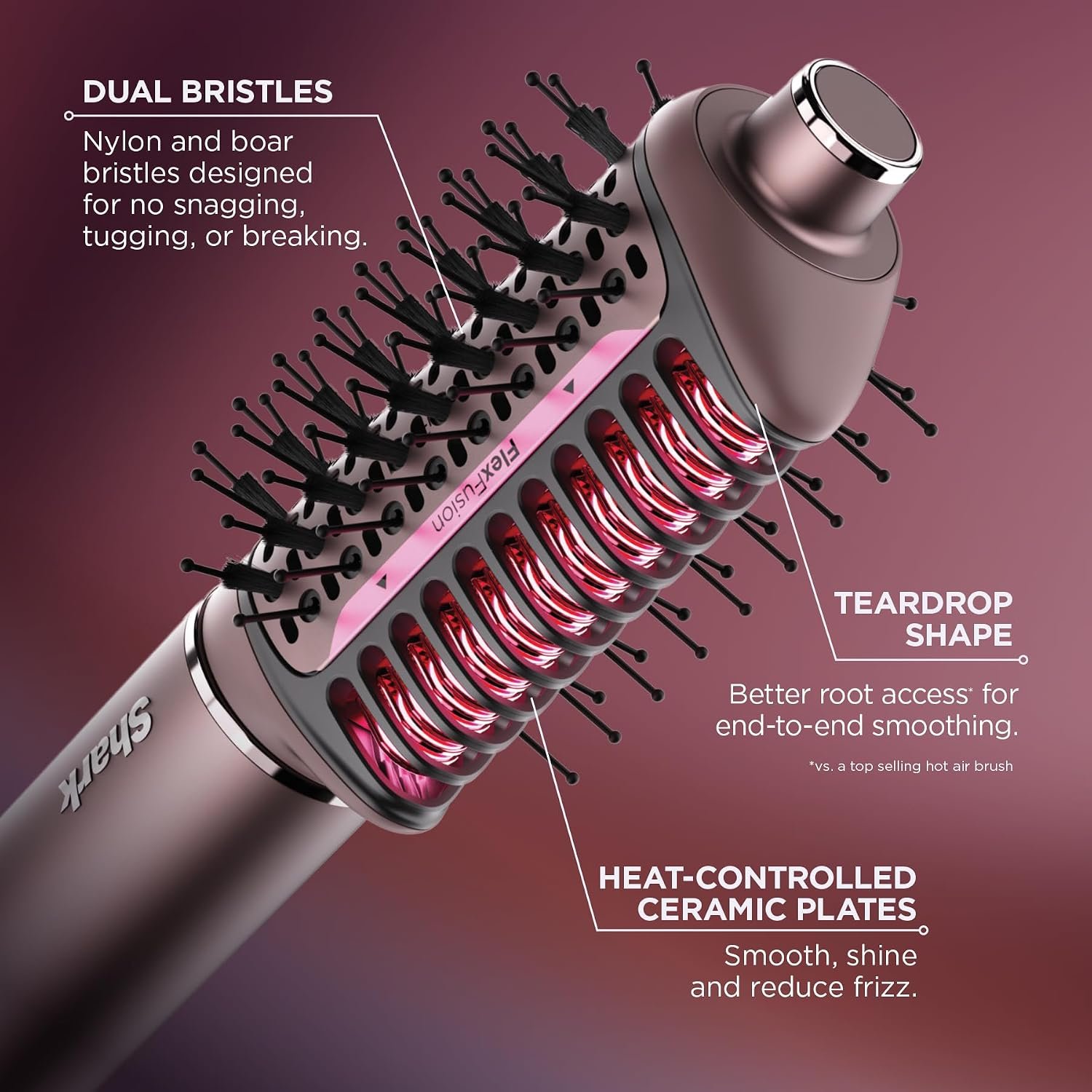 Shark FlexFusion Ceramic Air Styler, Straightener+Curler, Blush, HD641S - Image 7