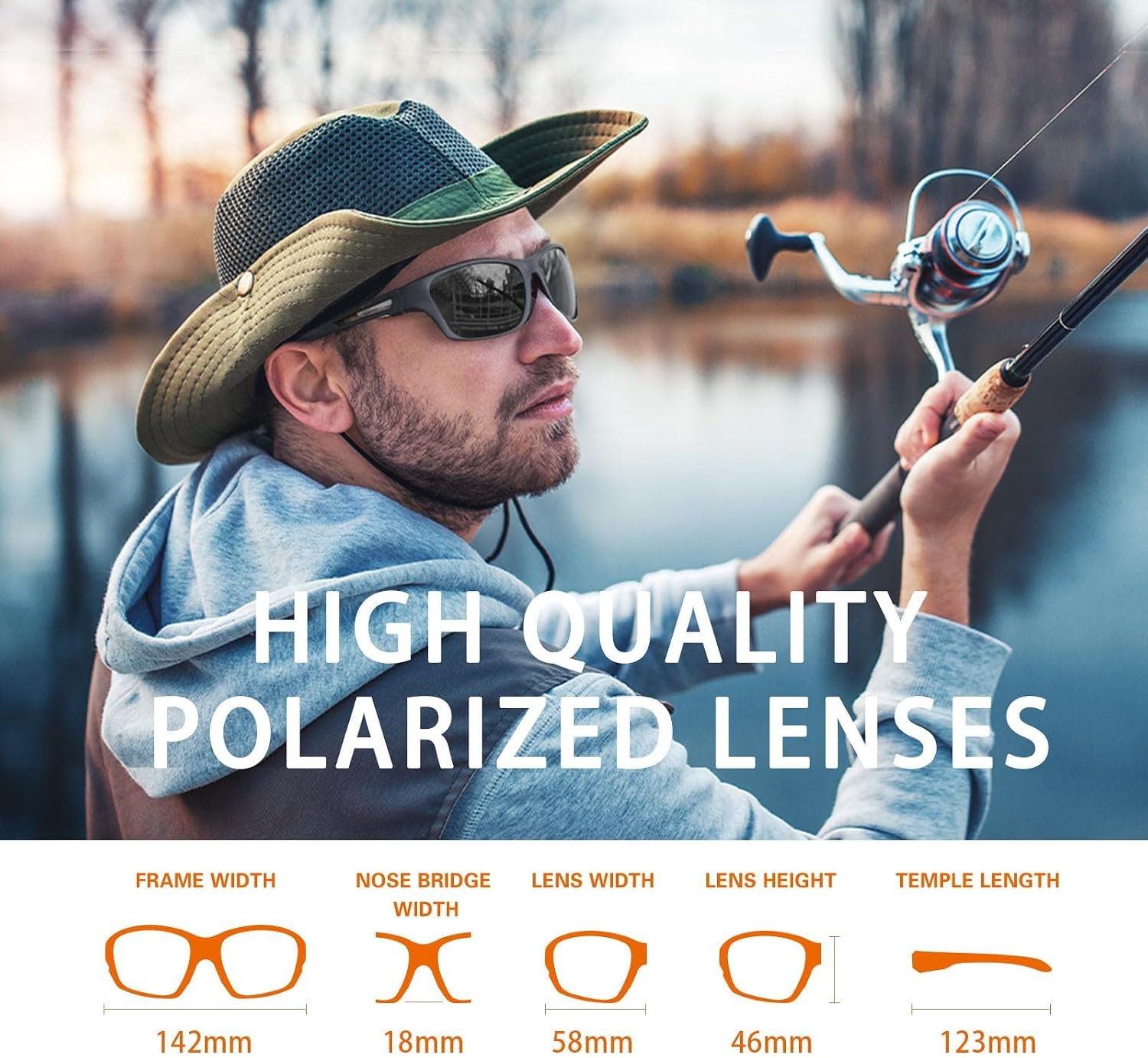 suoso Polarized Sports Sunglasses for Men: UV400 Protection Glasses Wrap Around Goggles for Driving Fishing - Image 5
