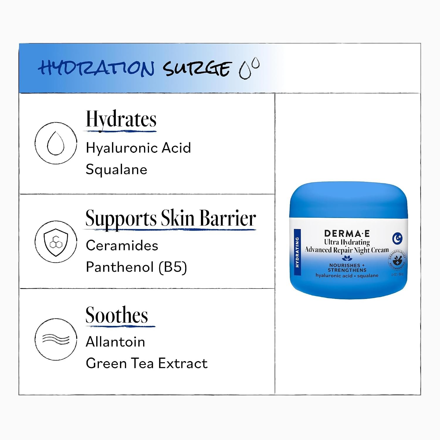 Derma E Ultra Hydrating Antioxidant Night Cream, 2 Oz Facial Moisturizer - Image 6