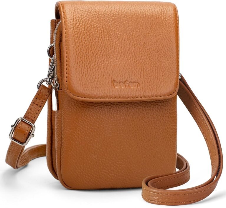 befen Genuine Leather Crossbody Bags for Women, Cell Phone Cross body Purse Bag with RFID Blocking Card Slots