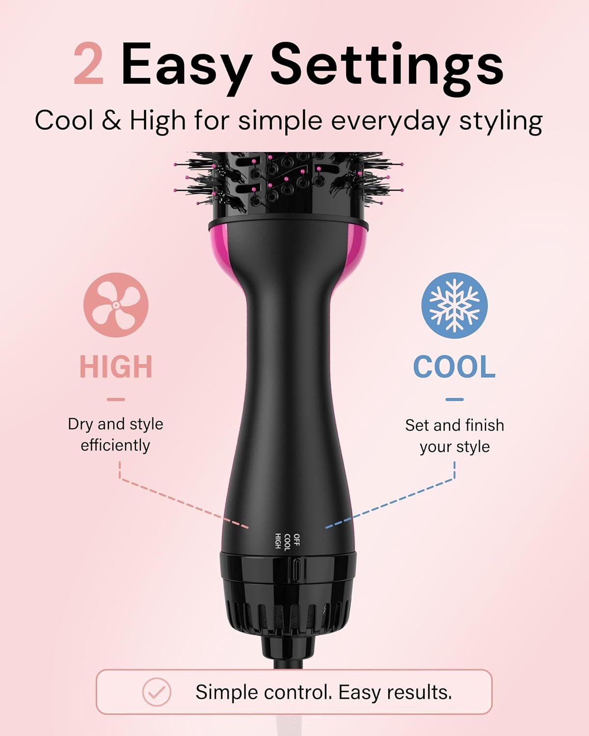 Aopant Dual Voltage Mini Hair Dryer Brush Blow Dryer Brush in One, 110-240V 900W Travel Hot Air Brush Volumizer, 4-in-1 Styling Brush with Ceramic Titanium Barrel, Ionic Care, Cool & High Settings - Image 7