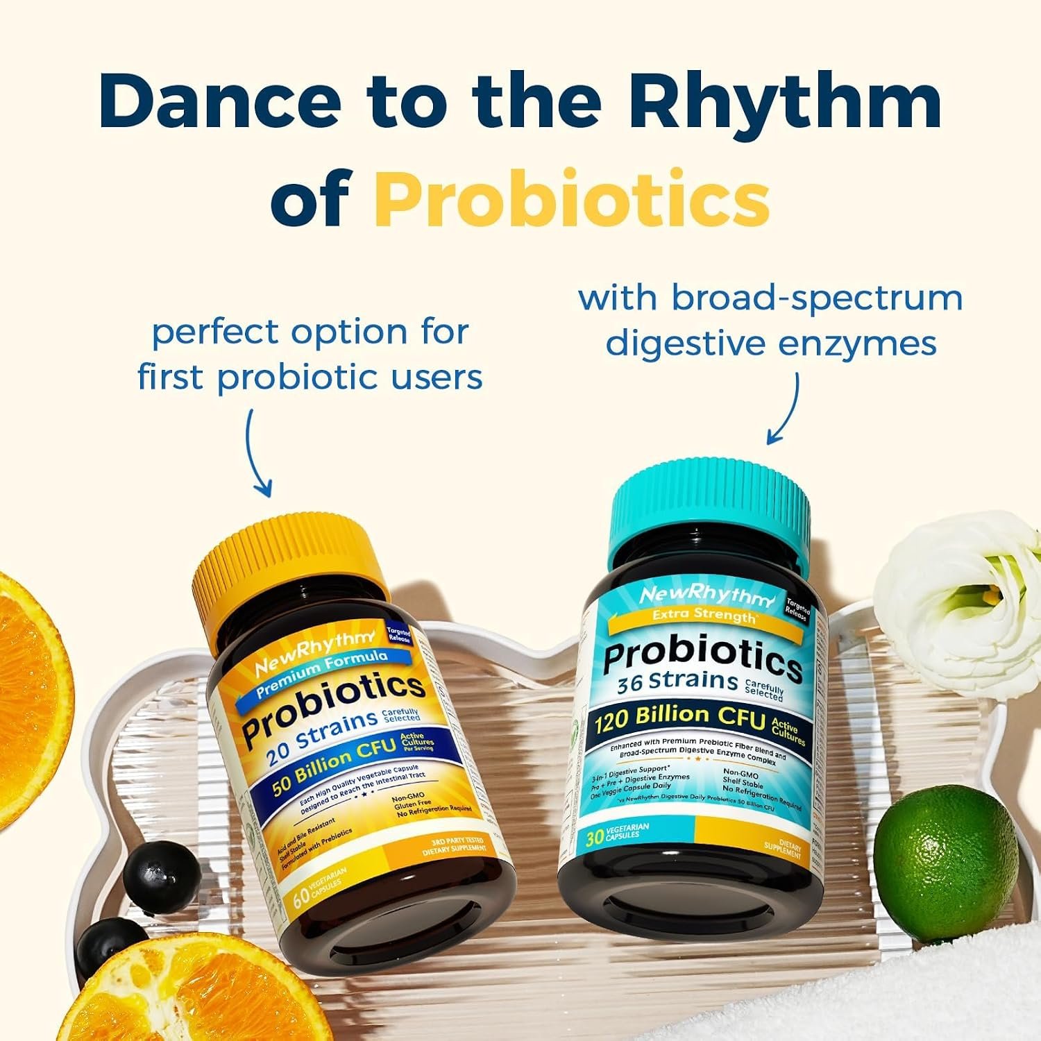 NewRhythm Probiotics 50 Billion CFU 20 Strains, 60 Veggie Capsules, Targeted Release Technology, Stomach Acid Resistant, No Need for Refrigeration, Non-GMO, Gluten Free - Image 6