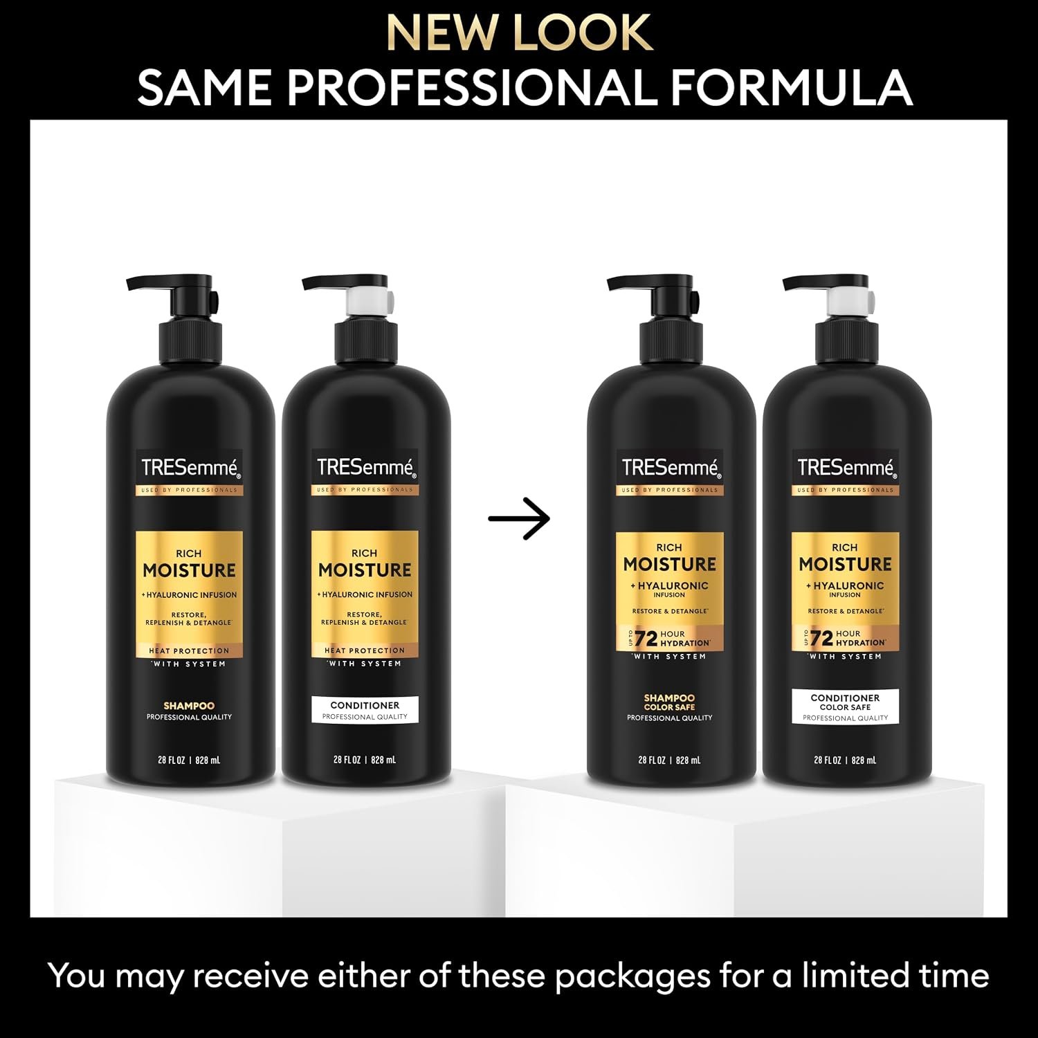 TRESemmé Rich Moisture Hydrating Shampoo & Conditioner Set 28 oz 2 Pack | Moisturizing for frizz-prone hair, Restores damaged hair, Moisturizes & detangles, Shampoo and Conditioner set - Image 3