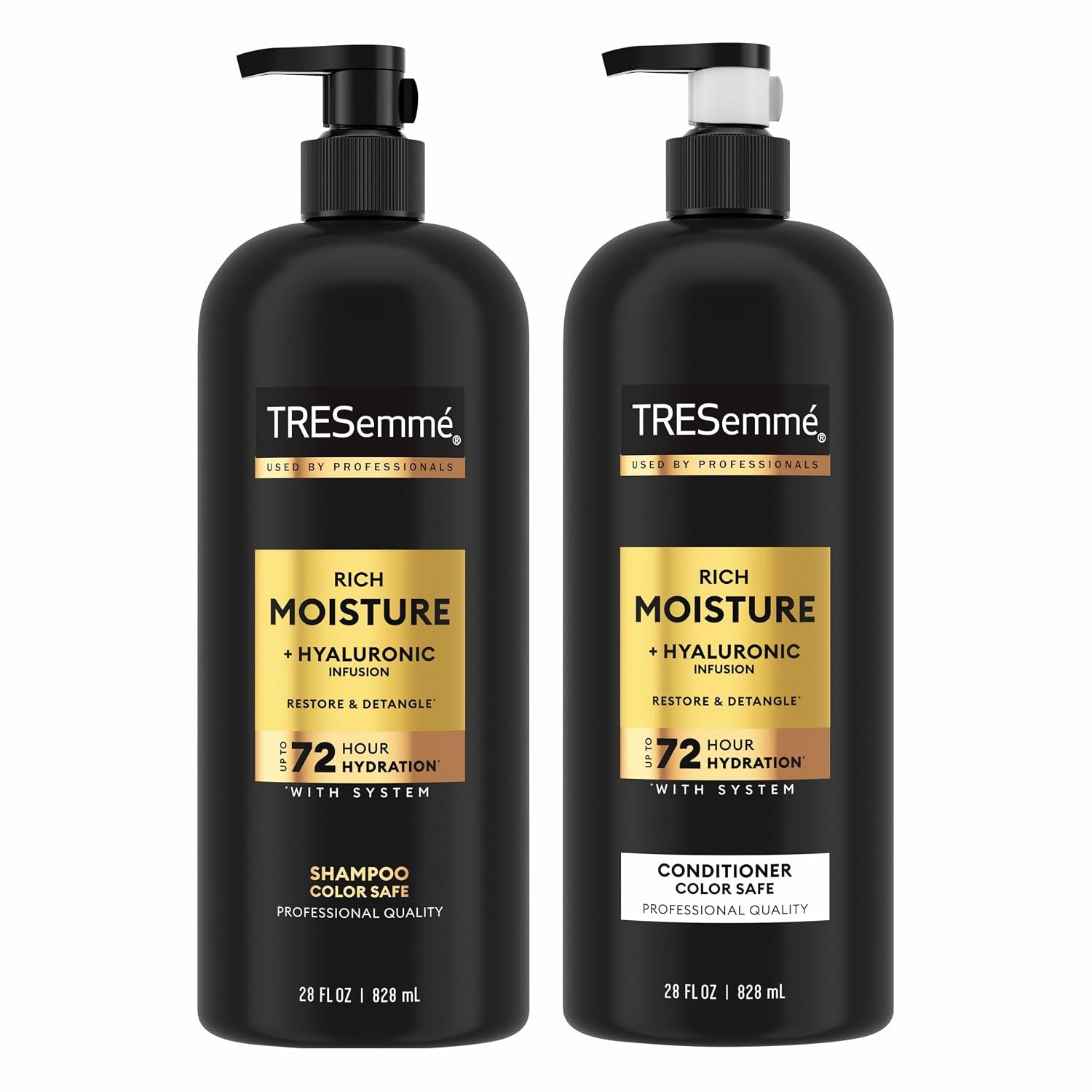 TRESemmé Rich Moisture Hydrating Shampoo & Conditioner Set 28 oz 2 Pack | Moisturizing for frizz-prone hair, Restores damaged hair, Moisturizes & detangles, Shampoo and Conditioner set