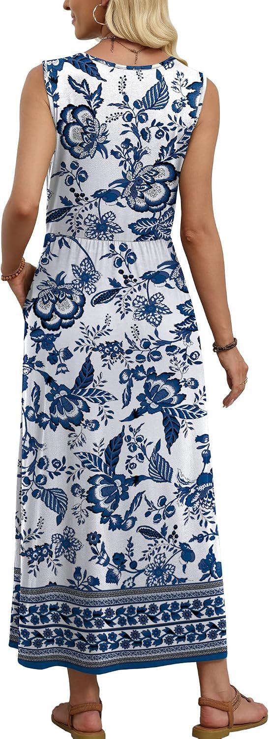 WIHOLL Summer Dresses for Women 2026 Maxi Dresses Long Flowy A Line Sleeveless Sundresses with Pockets - Image 5