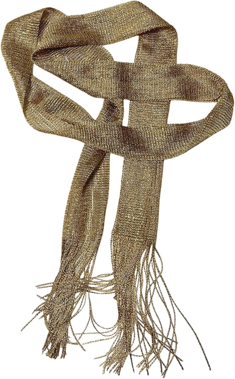 Verdusa Women's Shiny Fringe Thin Scarf Elegant Lightweight Neck Scarves