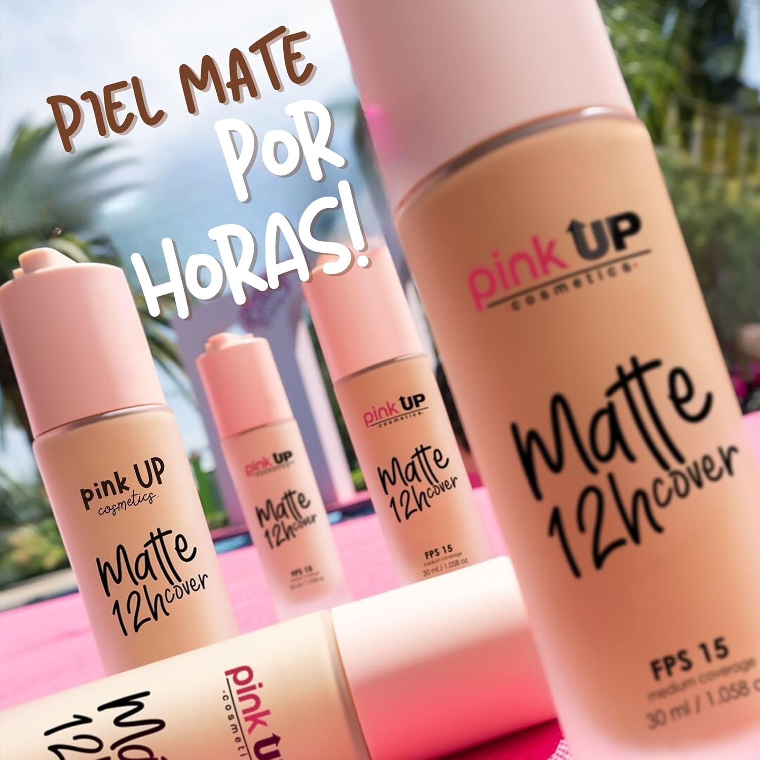 Pink Up | Matte Cover| Liquid Makeup with SPF 15 | 12-hour matte wear | Medium coverage for oily skin | Makeup | Foundation | Lightweight texture | Medium shade | Model PKMHR500 - Image 2
