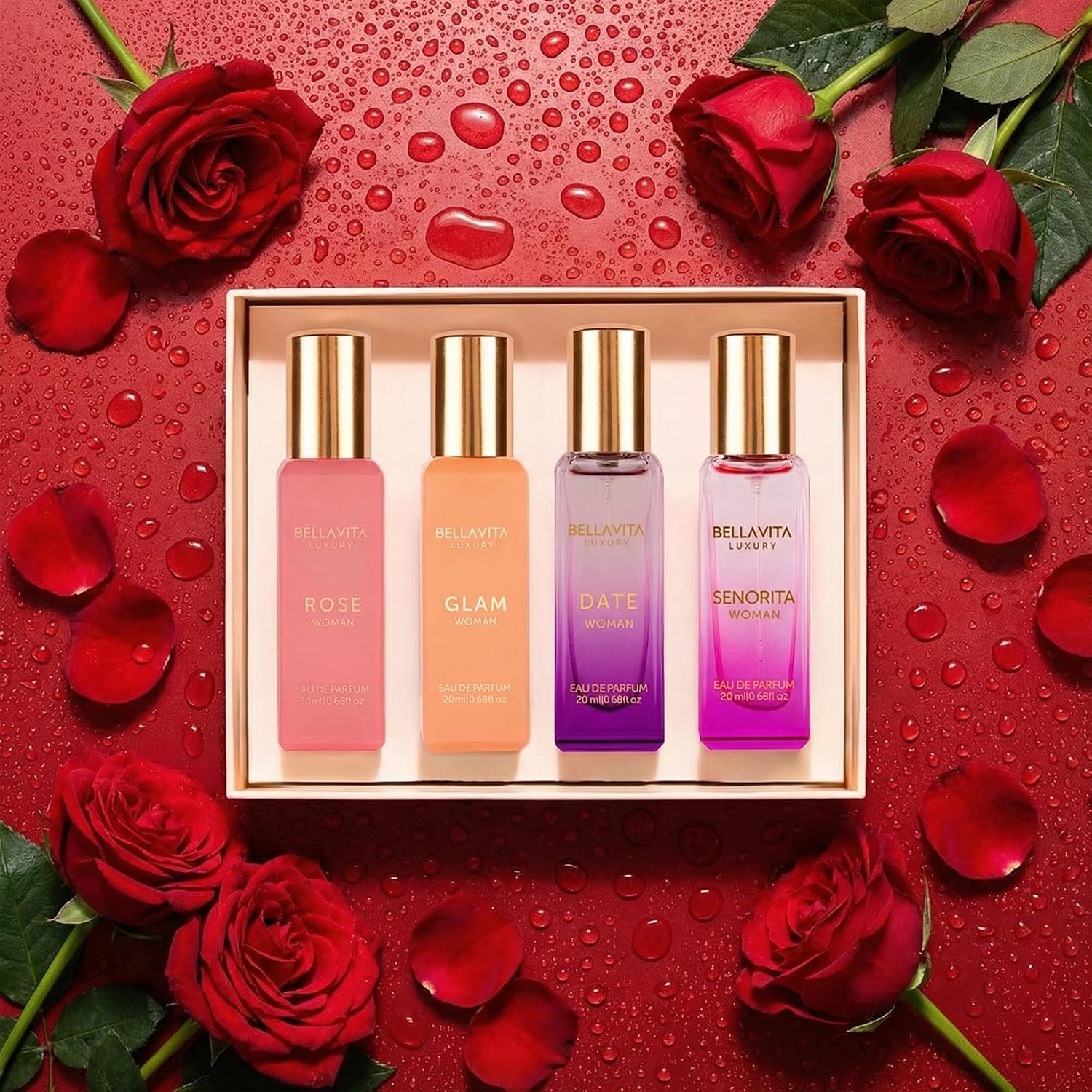 Bellavita Luxury Women's Perfume Gift Set with Rose, Senorita, Date, and Glam | 80ml | Perfume for Women | Pink Pepper, Yuzu and Floral Peach | Long Lasting Fragrance - Image 2