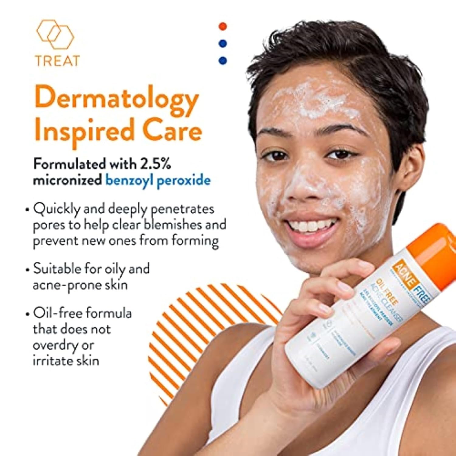 AcneFree Acne Free Oil-Free Cleanser, Benzoyl Peroxide 2.5% with Glycolic Acid to Prevent and Treat Breakouts Unscented, 8 Fl Oz - Image 3