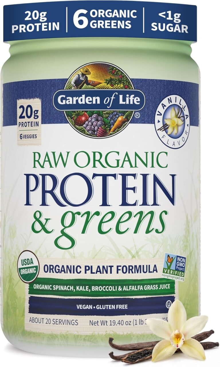 Garden of Life Raw Organic Protein & Greens Vanilla - Vegan Protein Powder for Women and Men, Plant and Pea Proteins, Greens & Probiotics, Gluten Free Low Carb Shake Made Without Dairy 20 Servings