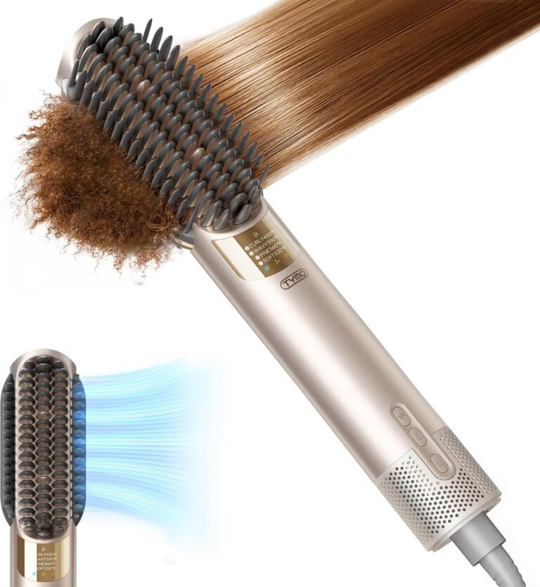 TYMO Hair Straightener Brush Blow Dryer 2-in-1, 2X Faster Wet to Dry Hair Straightener Hot Comb for Smooth Styling, Flowy Ionic Air Straightening Styler for Women, Add Shine & Less Heat Damage, Gold