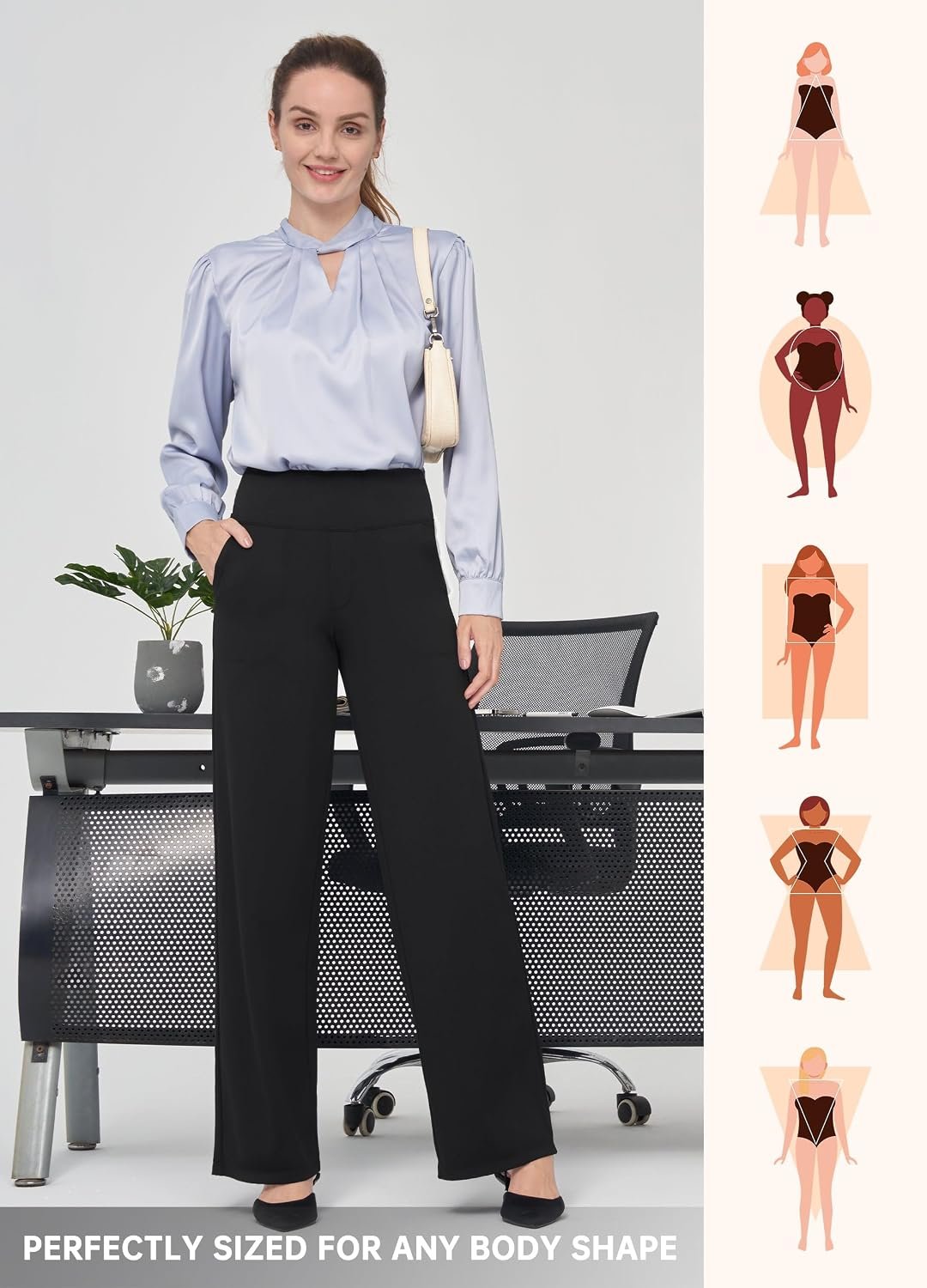 Willit Women's Wide Leg Yoga Pants Work Dress Pants 27" 28" 30" 32" | 4-way stretch, high-waist tummy control, deep pockets, faux fly, 4 inseam lengths—from yoga to office in one pair - Image 7