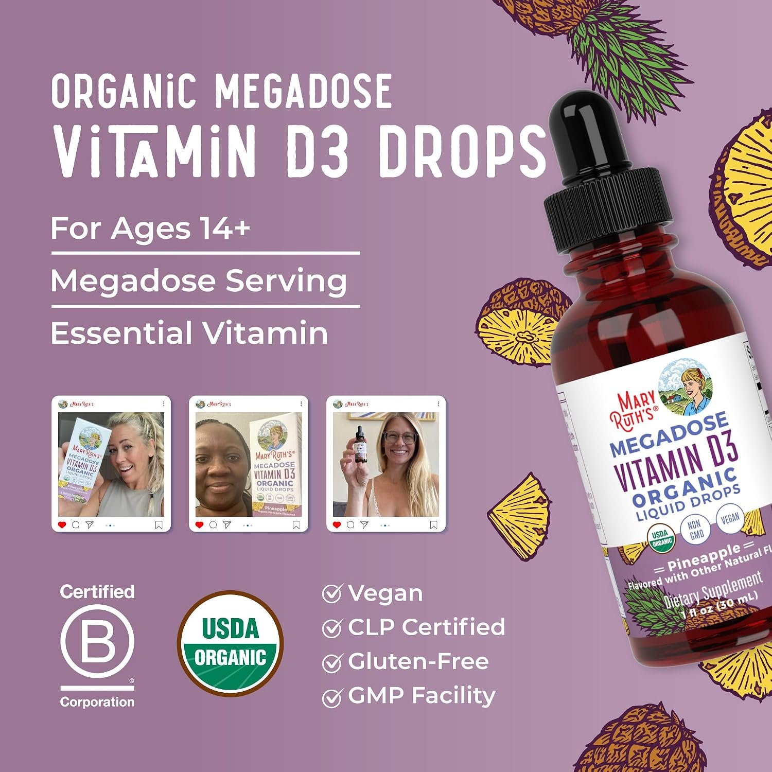 MARYRUTH'S Megadose Vitamin D3 Drops, Vitamin D 4000 IU, Vegan, 30 Servings - Image 8