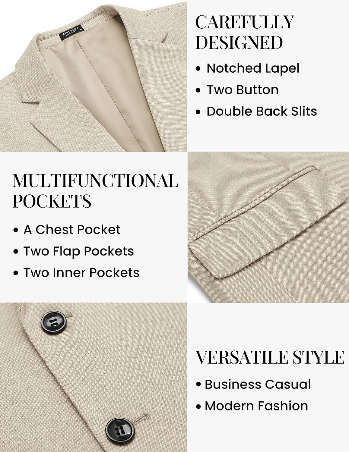 COOFANDY Mens Casual Blazer Knit Sport Coat Lightweight Two Button Suit Jacket - Image 5