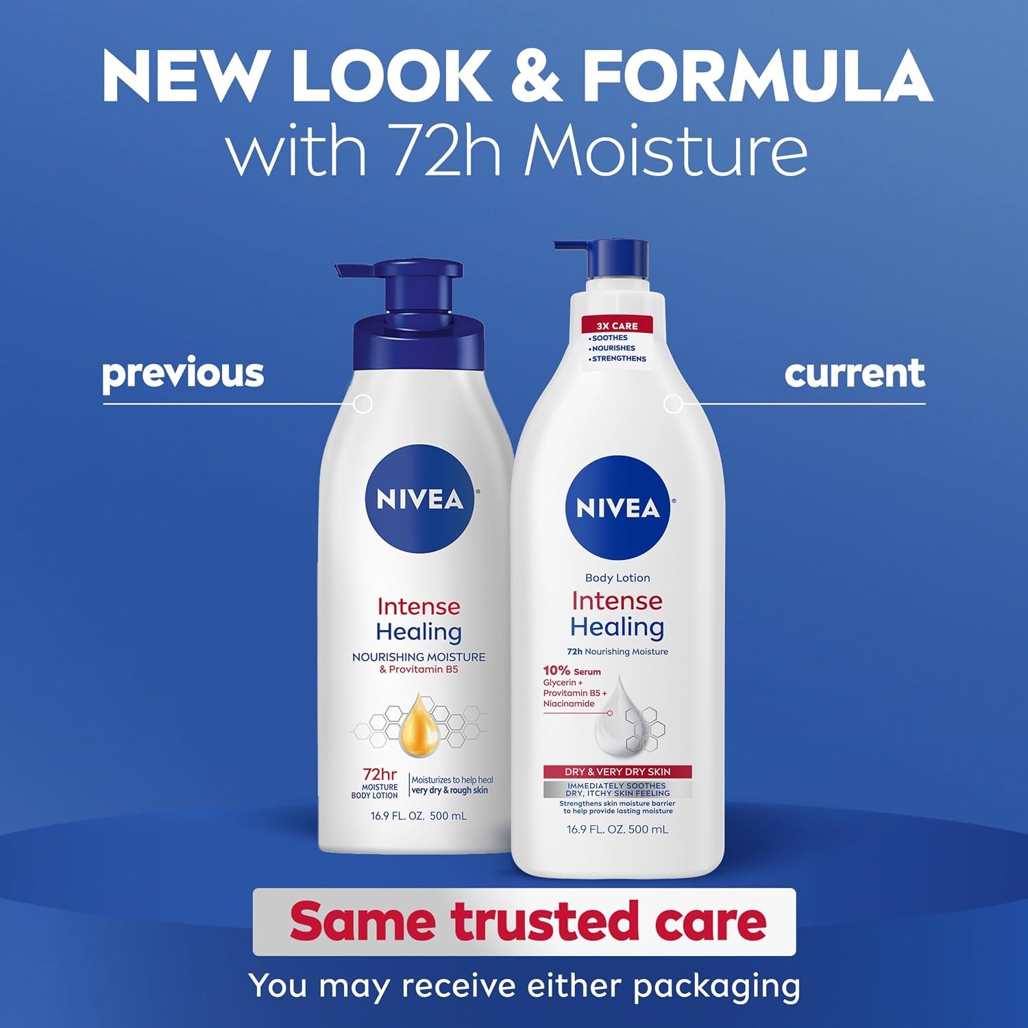NIVEA Intense Healing Body Lotion, 72-Hour Moisturizing Lotion,16.9 FL OZ | Moisturizing Lotion with Glycerin, Provitamin B5 and Niacinamide, For Very Dry, Itchy Skin Relief, Dermatologically Tested - Image 2