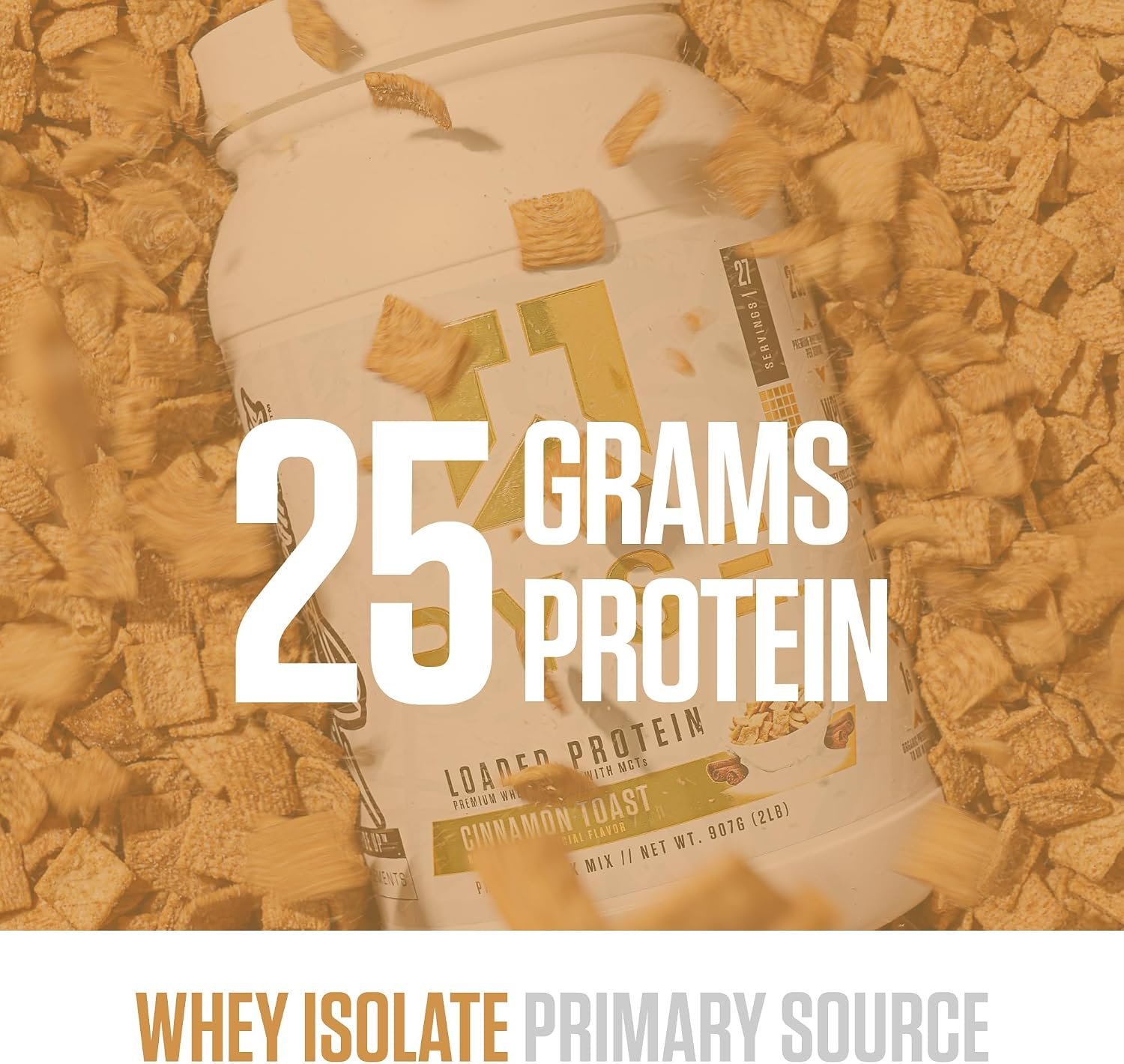 RYSE Loaded Protein Powder - Cinnamon Toast - 25g Whey Protein Isolate & Concentrate with Prebiotic Fiber & MCTs - Low Carb, Low Sugar, Digestive-Friendly - 27 Servings / 2 lb Tub - Image 3