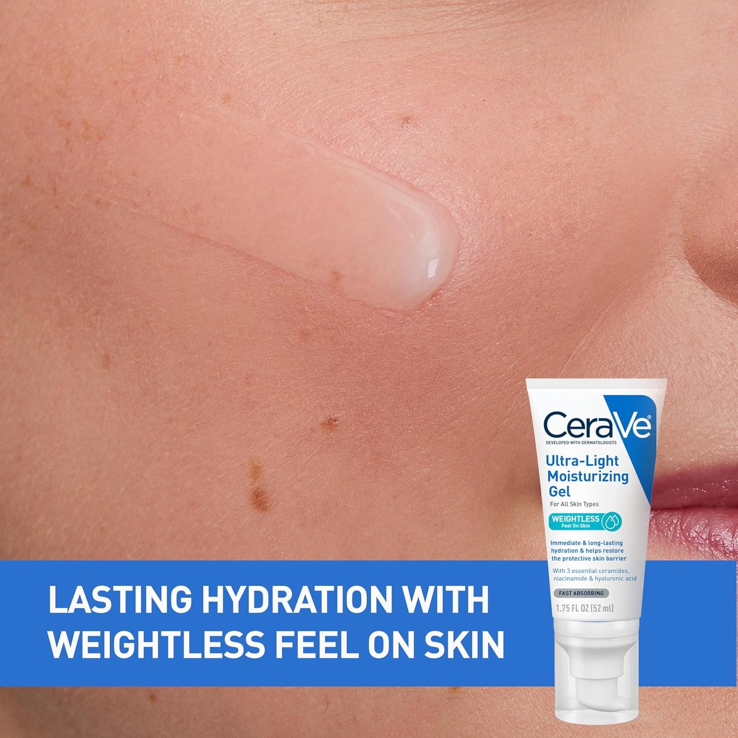 CeraVe Ultra-Light Moisturizing Gel, Niacinamide Face Moisturizer, 1.75oz - Image 2