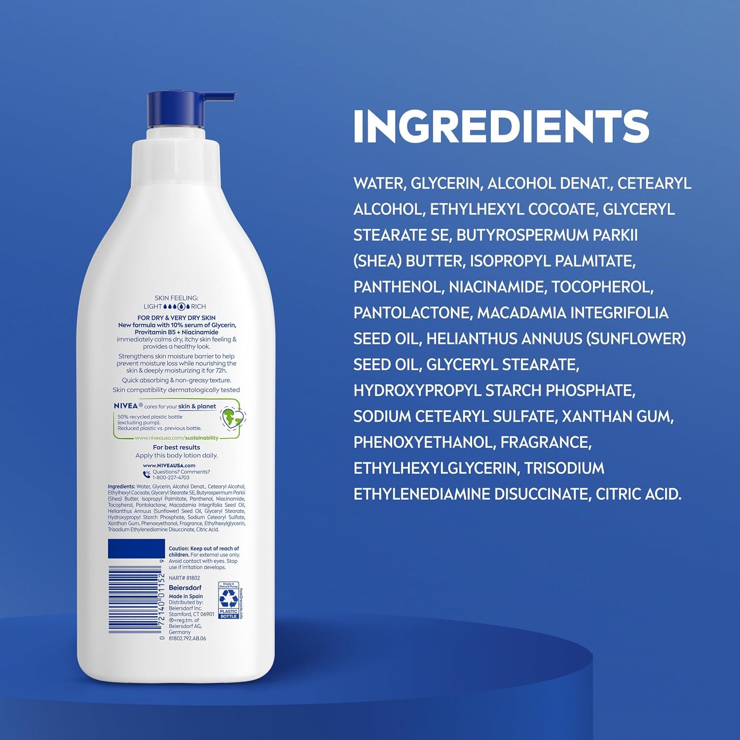 NIVEA Intense Healing Body Lotion, 72-Hour Moisturizing Lotion,16.9 FL OZ | Moisturizing Lotion with Glycerin, Provitamin B5 and Niacinamide, For Very Dry, Itchy Skin Relief, Dermatologically Tested - Image 9