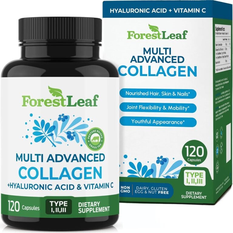 ForestLeaf Collagen Supplements for Women & Men Types I/II/III, 120 Caps