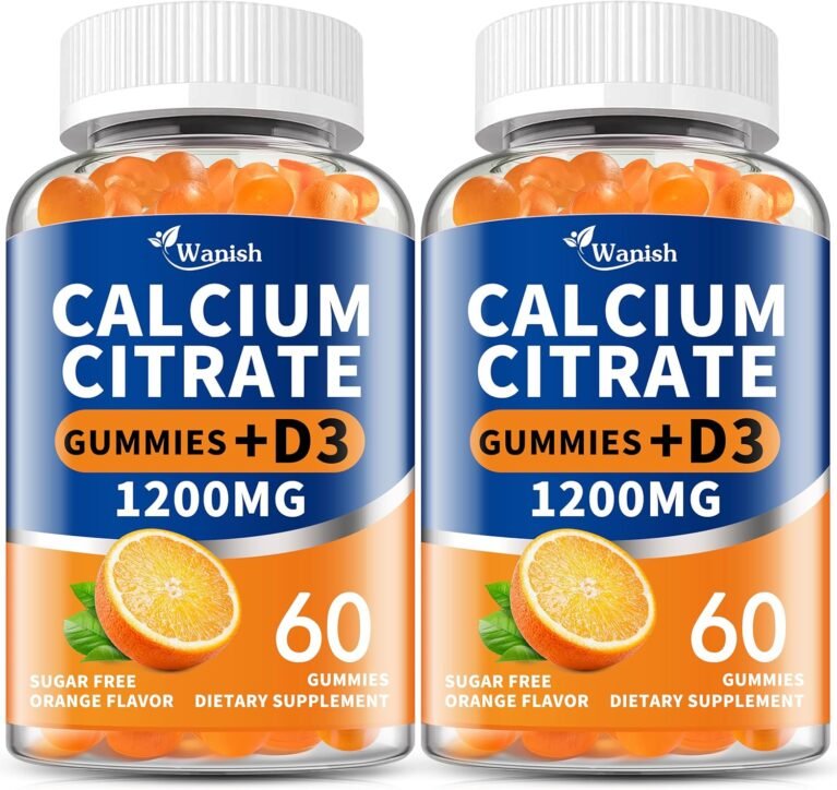 (2 Pack)Calcium Citrate 1200mg with Vitamin D3 Gummies for Women & Men，Calcium Citrate Supplements for Bone & Teeth Support,High Absorption-Easy to Digest, Sugar Free,Vegan,Orange Flavor,60 Day Supply